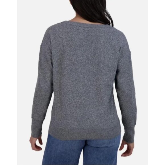 NWOT Lucky Brand Women's XXL Gray V-Neck Sweater Polyester & Nylon - Picture 2 of 9